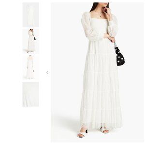 ALICE + OLIVIA Cooper smocked corded lace maxi dress US 4